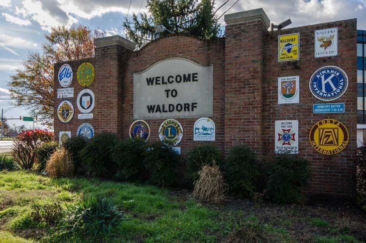 Welcome to Waldorf, Maryland sign in the community where WestCare Home Health Services is headquartered